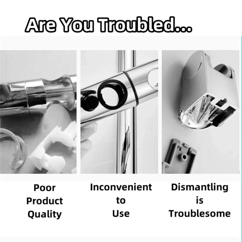 ABS Adjustable Shower Head Holder Shower Holder Clamp Showerhead Rail Slide Bracket Bathroom Accessories Rotation Hook Design
