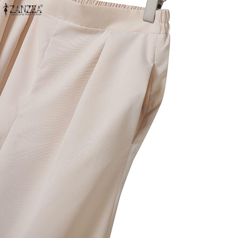 ZANZEA Cárdigan Blazer de Manga Larga para Mujer y Pantalones Conjuntos Casuales de Dos Piezas