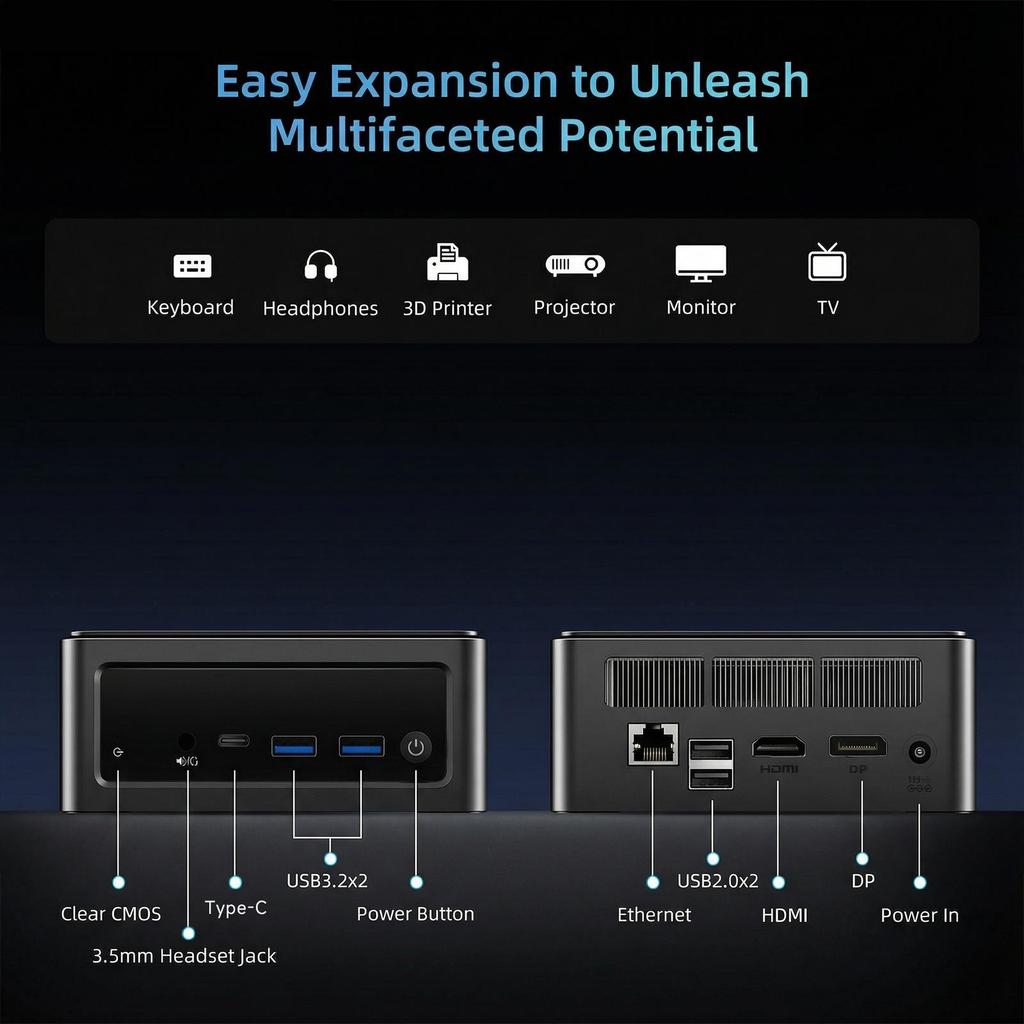 Mini Pc BMAX B9 POWER  24G+1T  SSD Intel Core i9-12900Hk Processor  Intel Iris Xe Graphics eligible Window 11