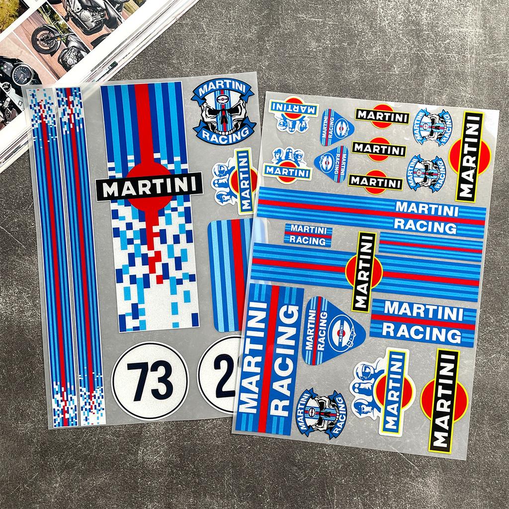 For MARTINI Stickers Motocross Racing Off-road Laptop Trunk Sticker Motorcycle Helmet PVC Decal for Love Old School LANCIA