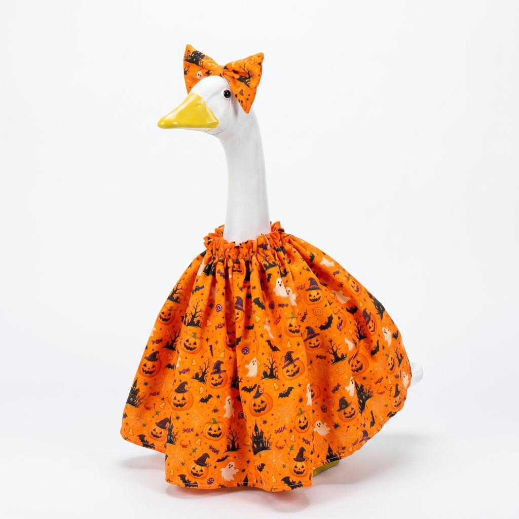 Halloween Themed Skirt and Bow Set Elastic Waistband Printed Fabric Creative Costume Outfit for Girls and Toddlers Suitable for Seasonal Events