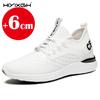 Men's white sports oxford shoes, elevator insole, height increase 6cm, lace-up sneakers, mesh, height increase shoes, size 37-43