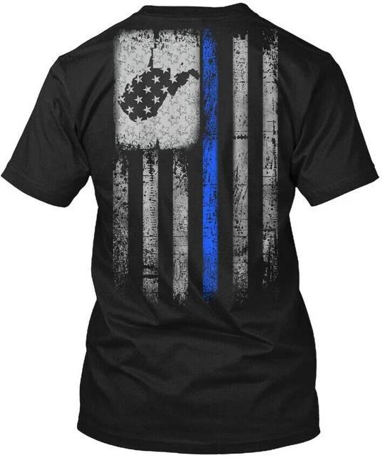 Fun West Virginia Thin Blue Line T shirt Made in the USA Size S to 5XL M