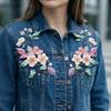 Iron On DIY Embroidered Stickers Flower Shape Clothes Sticker Elegant Flower Embroidery Patch  Bags