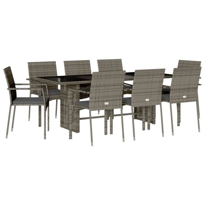 VidaXL 9-Piece Garden Dining Set with Cushions, Patio Table and Chairs, Patio Furniture, Outdoor Furniture, 3213497