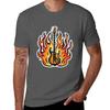 Fiery Bass Guitar Inferno Tshirt Plus Size Outdoor Casual Top