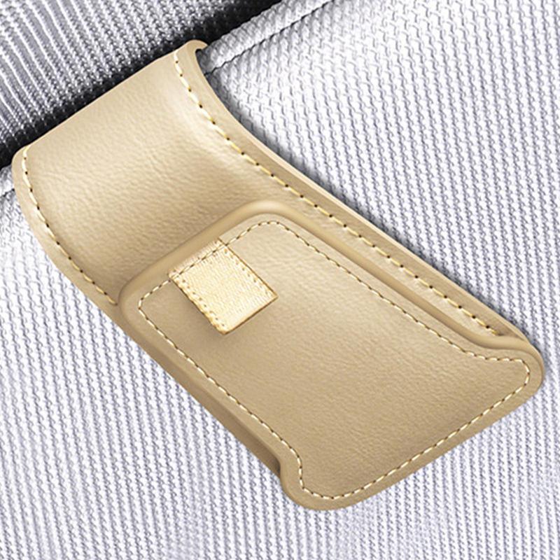 Magnetic Car Auto Sun Visor Eyeglass Hanger Clip Leather Glasses Holder  Universal Multi-Function Automobile Accessories Storage