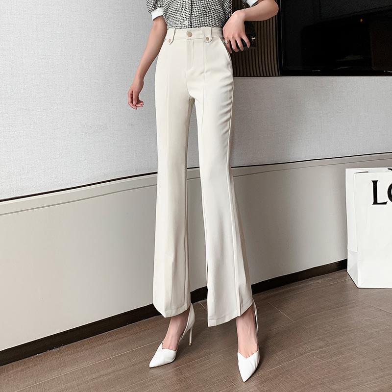 Korean Split Micro Flare Slimming High-Waisted Pants for Women - Spring/Summer 2026 Collection L абрикосовый