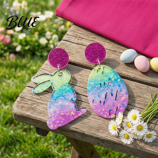 Acrylic Earrings Easter Bunny for Women Glittery and Colorful Rabbit