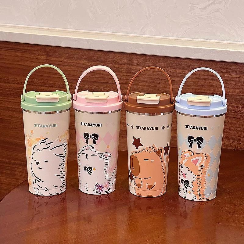 SITARAYURI 560ml Coffee Cup Stainless Steel Ice Tumbler Large Capacity Car Insulation Cup Portable Vacuum Insulated Straw Cup