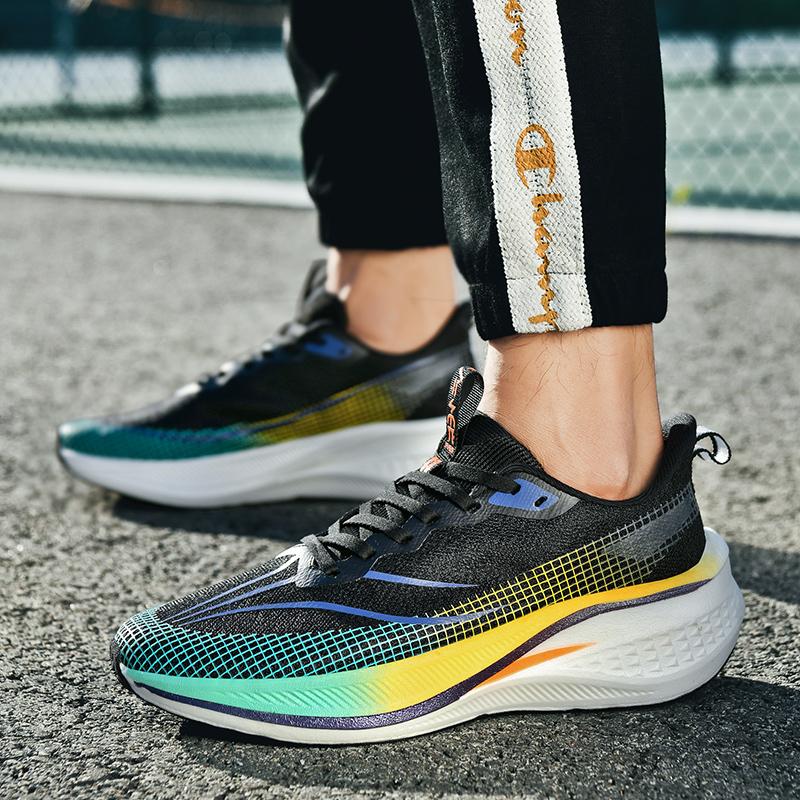 Fashion Men's and Women's Sports Running Shoes Casual Breathable Mesh Surface Carbon Plate Support Wear-resistant Rubber Outsole