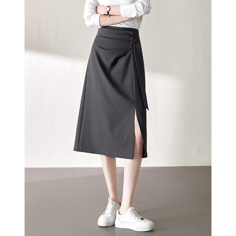 Women s Elegant Irregular Slit Midi Skirt M