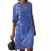 Ethnic Style Floral Print Vneck Dress With Loose Fit For Spring Summer Fashion