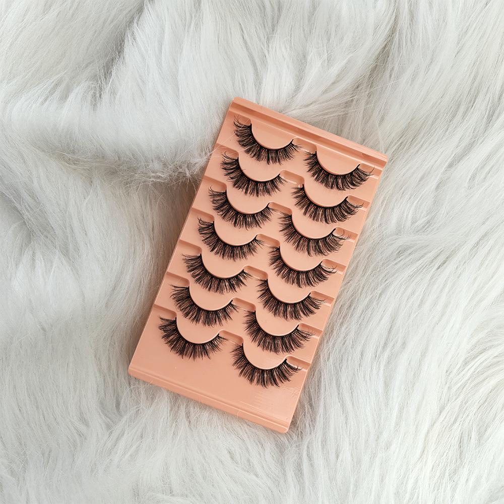 False Eyelashes Naturally Curl Up the Whole Black Stem Multi-layer Three-dimensional Orange Tray, One Piece of 7 Pairs of Eyelashes