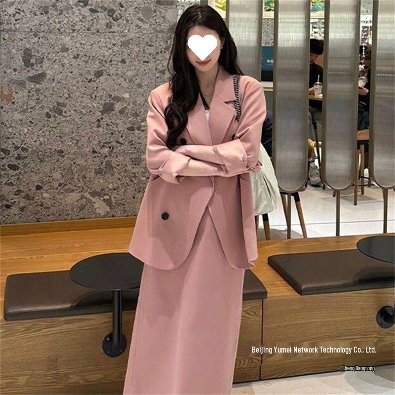 2025 Early Autumn Loose & Slimming Jacket and Midi Skirt Two-Piece Set