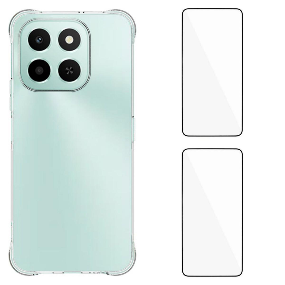 

Для Honor X6c 4G TPU чехол WANLONFENG WL2 Серия 2.0мм Чехол для телефона с 2 шт. Защитными пленками из закаленного стекла Transparent