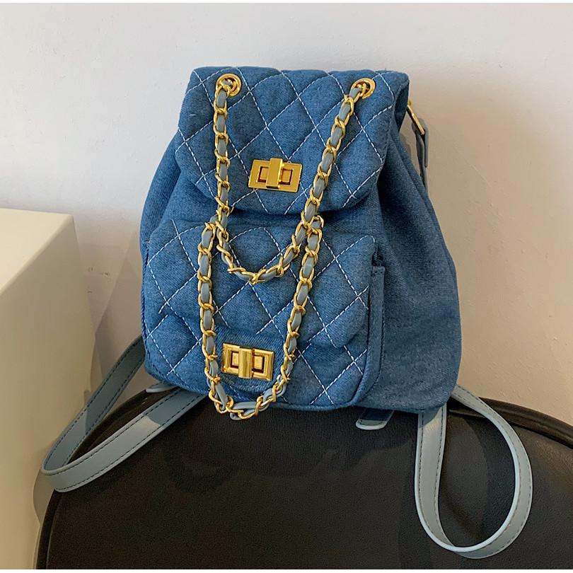IELGY All-Match Diamond Chain Blue Backpack