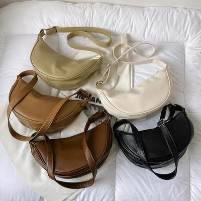 Neue modische Umhängetaschen aus weichem Leder für Damen, breite Damen-Geldbörse und Handtaschen mit Halbmond-Motiv