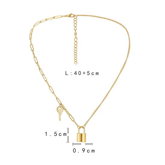 Eşsiz Hip-hop Altın Kilit Anahtarı Kolye Titanyum Çelik Kolye Choker Zincir