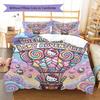 Hello Kitty Cute Pattern Bedding,Quilt Set Quilt Cover Pillowcase Home Birthday Gift(1 * Duvet Cover + 2 * Pillowcase, Without Core)