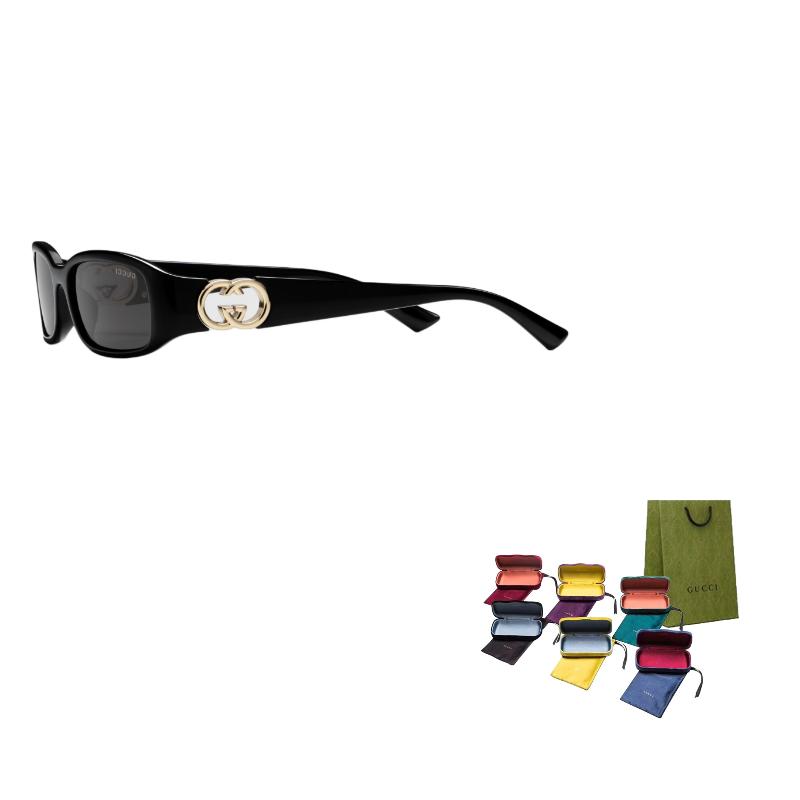 GUCCI Logo Embellishment Injection Molded Irregular Sunglasses Women's Black