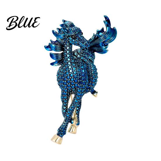Romantic Horse Jewelry Gift Retro Style Brooch Sparkling Rhinestones Inlaid