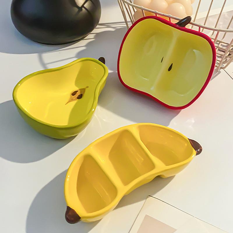 Cute Fruit Shaped Ceramic Plate Home Dining Table Fun Snack Plate Dish Sauce Seasoning Snack Plate Kitchen Accessories