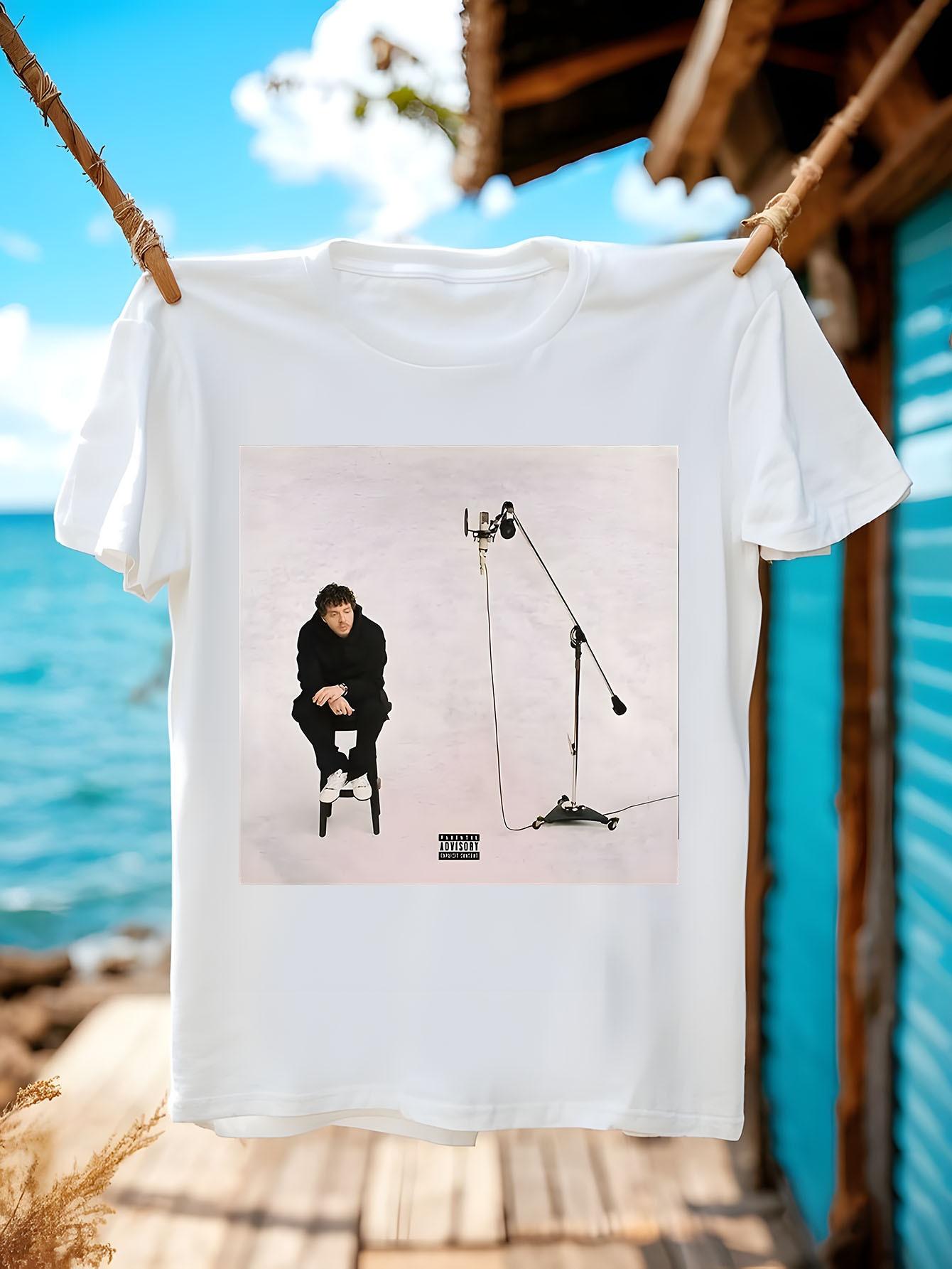 Jack Harlow Album Cover Graphic Tee - White T-shirt with Pastel studio mic design XXL
