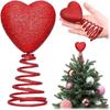 Glitter Red Heart Mini Valentine's Day Tree Topper, 2026 New Spiral Base Love Ornament for Mini Trees Wedding Shower Party Home Holiday Decor Supplies