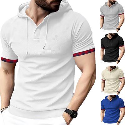 Summer Short Sleeve Men's T-shirt Casual Fashion Solid Color Casual Hooded Men's T-shirt