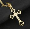 Exquisite Cross Studded Zircon Pendant Necklace for Women Fashion Glamor Wedding Jewelry