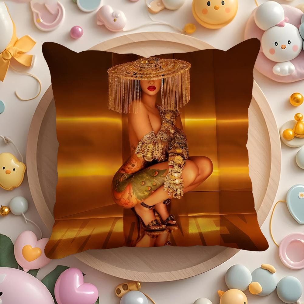 C-Cardi B-B Singer Cushion Cover Home & Car Multi-Scene Pillow Cover - Reversible, Soft & Durable for Daily Use