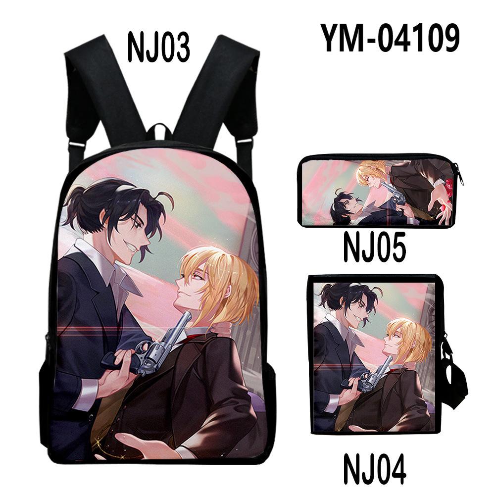 Classic Novelty Moriarty the Patriot 3D Print 3pcs/Set School Bags Laptop Daypack Backpack Inclined Shoulder Bag Pencil Case