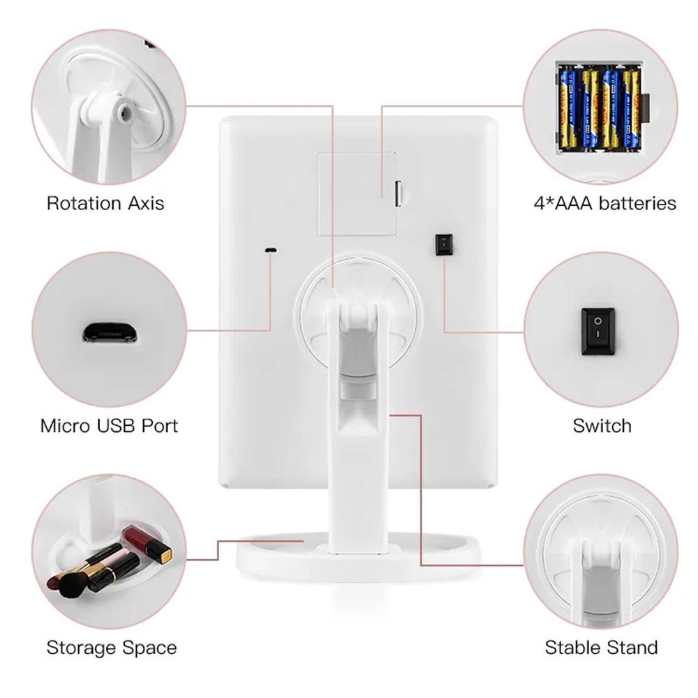 LED Vanity Makeup Mirror with Touch Control, Adjustable Lighting 1X, 2X, 3X Magnification, Trifold Design Ideal Gift for Women