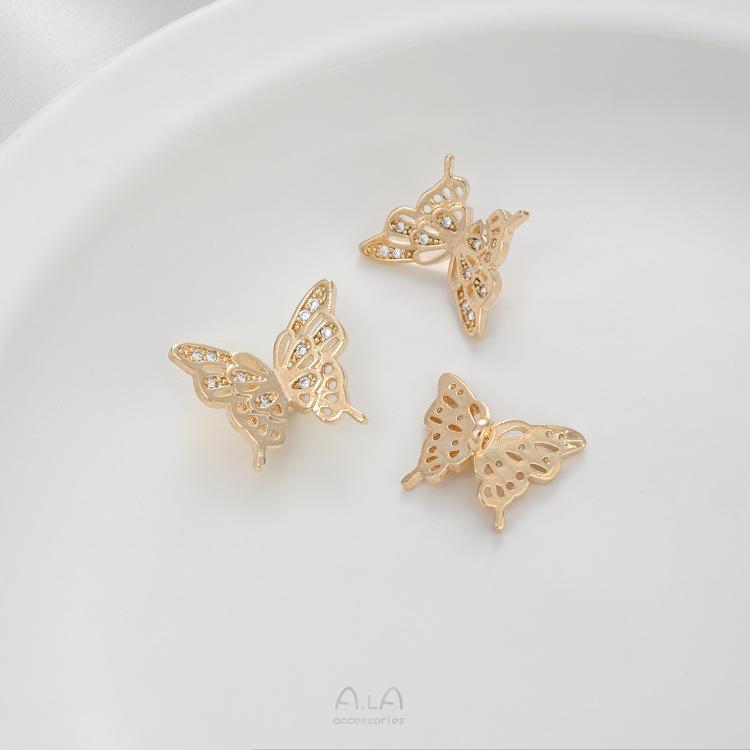 14K Gold-Filled Zircon-Set Band with Butterfly Spacer Beads for DIY Jewelry: Bracelet, Necklace, Pearl Accessories