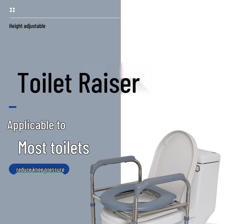Adjustable Toilet Riser with Handrails for Elderly and Disabled
