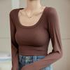 Threaded Large Square Collar Women's Slim Modal T-Shirt - Spring/Autumn 2025