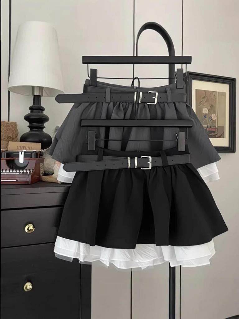 Retro High-Waist A-line Skirt with Anti-Exposure Lining
