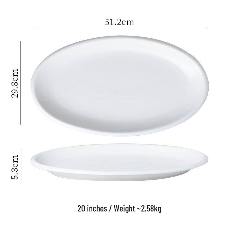 Extra Large Thickened White Ceramic Oval Fish Plate for Steamed Fish