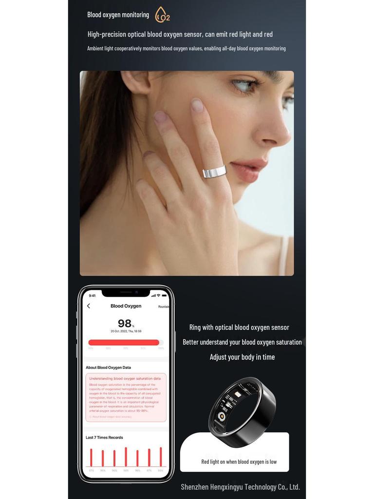 Ceramic Ring: Heart Rate, Blood Oxygen, Sleep Monitoring, Waterproof, Multifunctional, Customizable, Bluetooth NFC for Couples