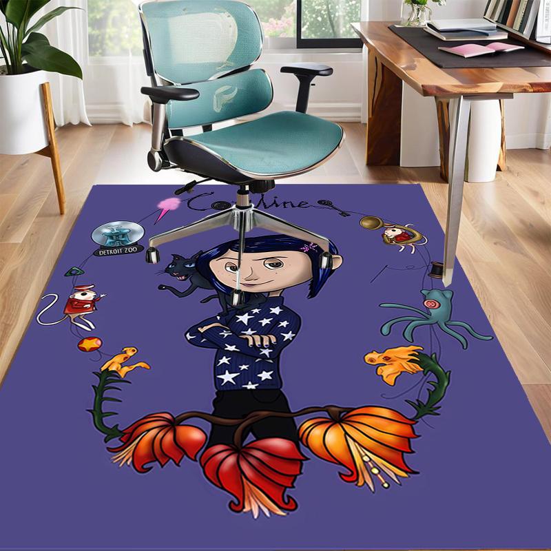 1pc C-Coraline (4) Design Area Rug - Non-Slip, Soft & Cozy Floor Mat for Living Room, Bedroom, Office - Indoor/Outdoor Decorative Carpet