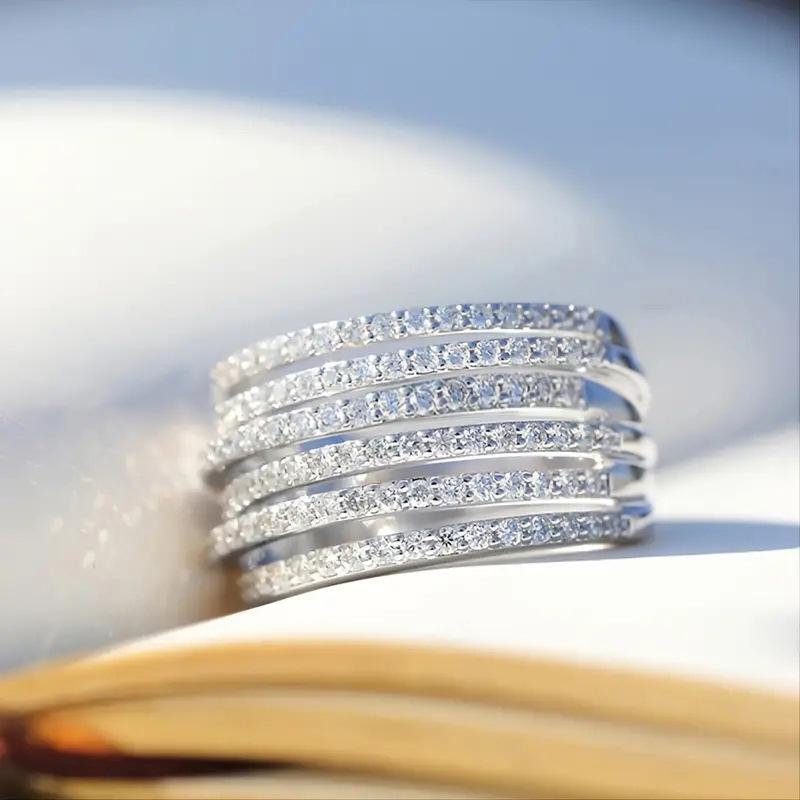 Qixi Festival couples multi-layer design ring women, light lines luxury micro-inlaid zircon jewelry, fashionable and exquisite