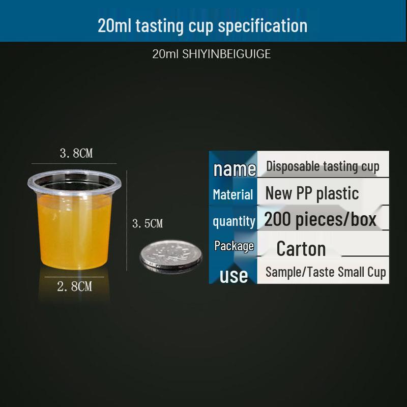 20ml Disposable Plastic Tasting Cup for Milk Tea, Wine, Jelly, and Pudding.