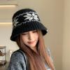 Warm Knitted Bucket Hats Jacquard Fisherman Cap Fashion Beanies Hat  for Women
