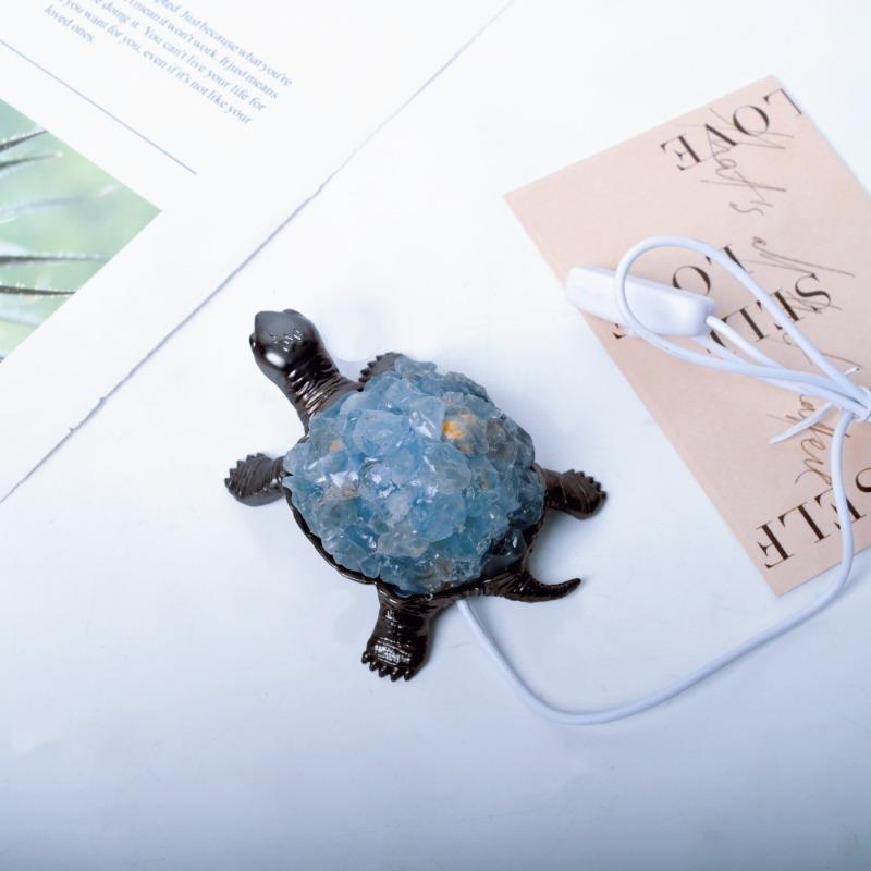 Versatile Natural Crystal Turtle Night Light USB-Powered Aromatherapy Atmosphere Lamp Home Bedroom Decoration Unique Gift Idea