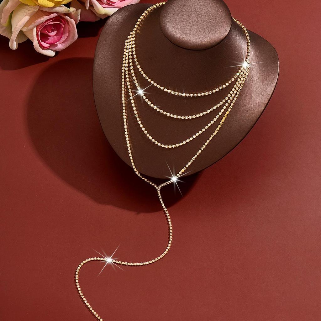 Eco-friendly Multi-layer Stackable Y-shaped Clavicle Chain Tassel Necklace - Versatile Trendy Accessory for Banquets