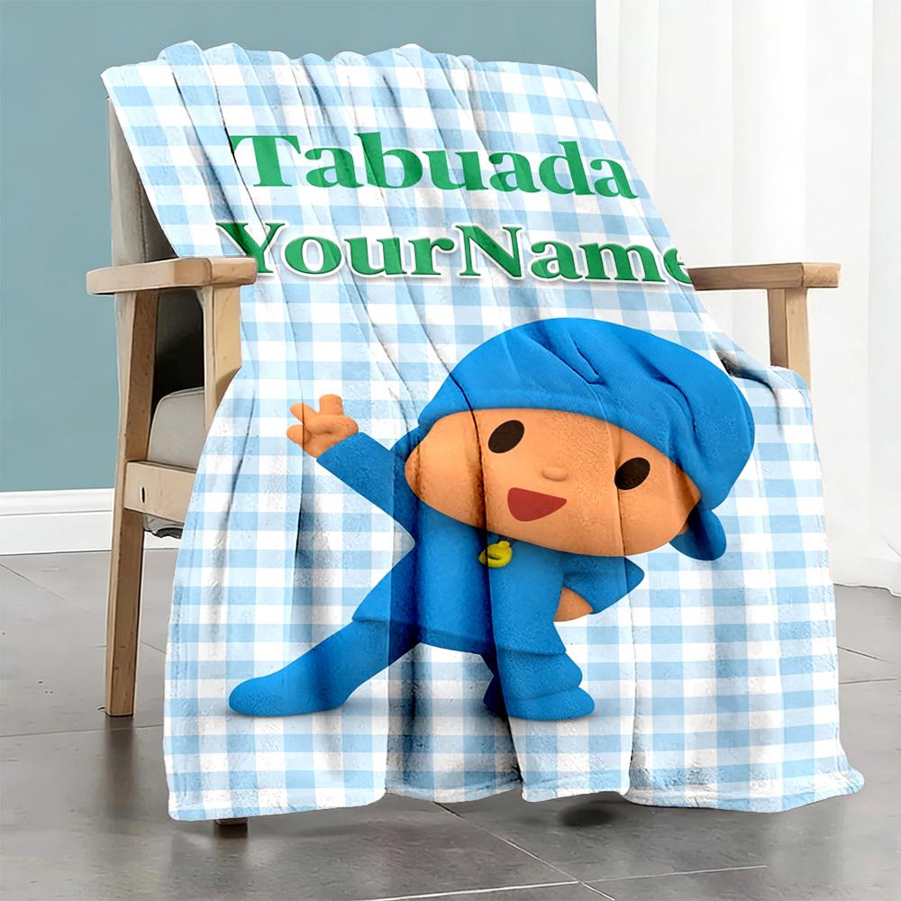 Pocoyo Customize Text Blanket Lightweight Personalized Blanket Durable Comfort Suitable for Seaside Bedding Couch Living Room Four Seasons Multipurpos