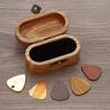 Wood Guitar Pick Storage Box Container Portable Guitar Pick Box Holder Collector with 5 Guitar Pick Gift for Guitarist