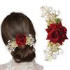 TEMPERIA (1pc) Hair Accessories For Women's & Girls - Stylish Artificial Flowers & Crystal Pearls Bun Juda Bridal Brooch for Hairstyle & Decoration