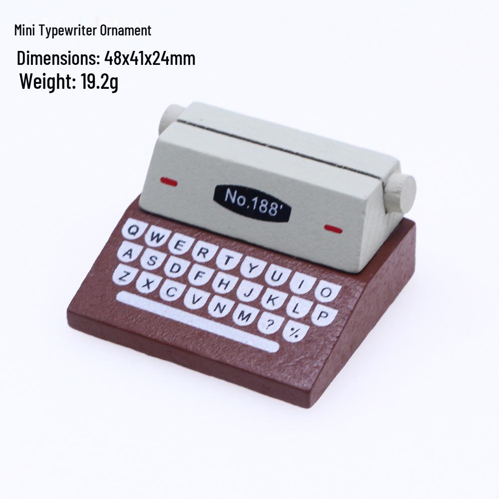 Wooden Miniature Retro Typewriter Dollhouse Furniture Ornament